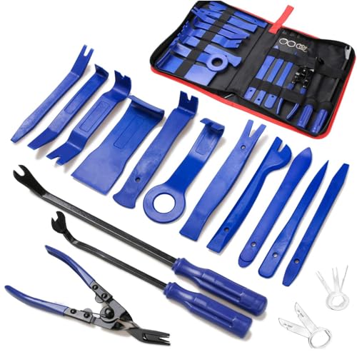 Poraxy 19Pcs Trim Removal Tool, Car Panel Door Audio Dashboard Trim Removal Tool Kit, Auto Clip Pliers Fastener Remover Set, Plastic Pry Tool, Automotive Upholstery Removal Kit - Image 1
