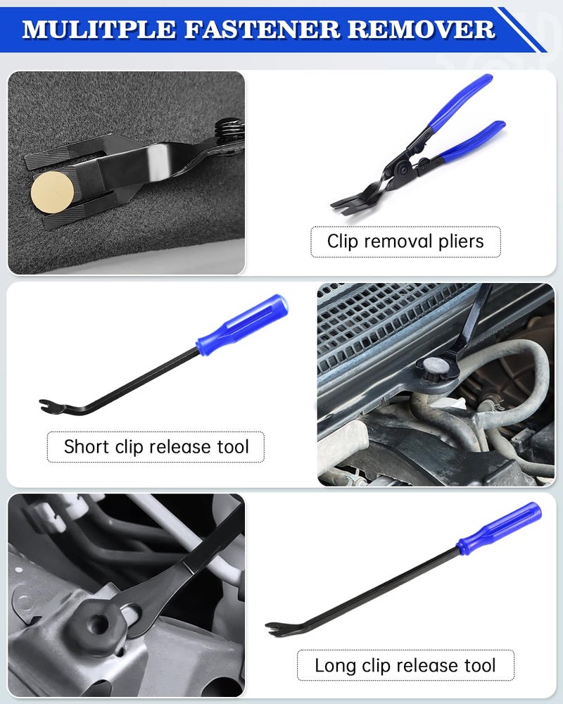 Poraxy 19Pcs Trim Removal Tool, Car Panel Door Audio Dashboard Trim Removal Tool Kit, Auto Clip Pliers Fastener Remover Set, Plastic Pry Tool, Automotive Upholstery Removal Kit - Image 4