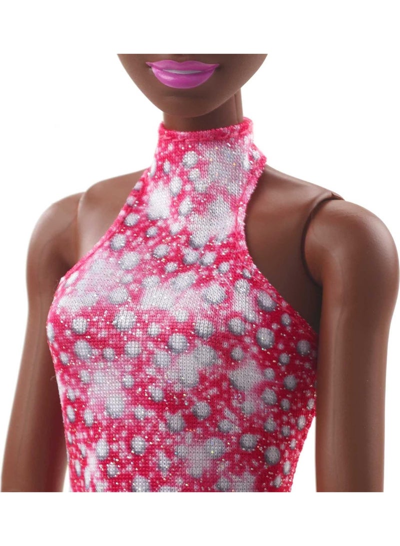 Barbie Winter Sports Ice Skater Brunette Doll (12 Inches) with Pink Dress, Jacket, Rose Bouquet & Trophy, Great Gift for Ages 3 and Up - Image 5