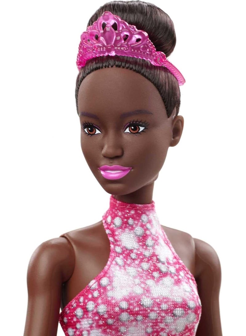 Barbie Winter Sports Ice Skater Brunette Doll (12 Inches) with Pink Dress, Jacket, Rose Bouquet & Trophy, Great Gift for Ages 3 and Up - Image 4