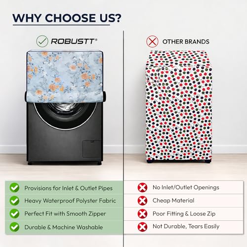 Robustt Waterproof Front Load Fully Automatic Printed Washing Machine Cover for 8 Kg, 8.5 Kg, 9 Kg, 9.5 Kg (63 x 63 x 93 Cms) - Image 5