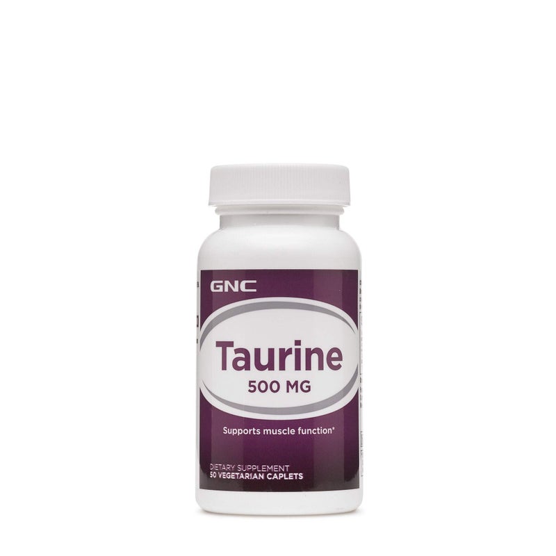 GNC Taurine 500mg 50 Caplets Supports Muscle Function
