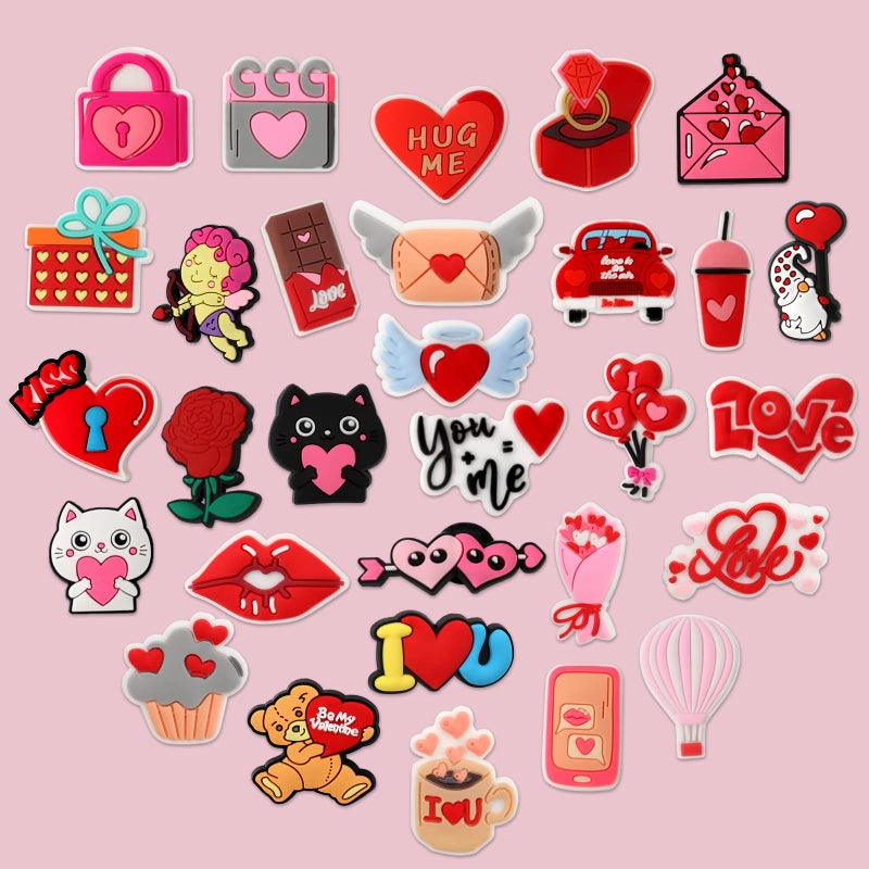 mortd Valentine's Day Theme Shoe Decor Charms, 30Pcs Cute Shoe Charms for Shoe Wristband Clog Sandals Decor, PVC Shoe Charm Accessories for Women Wife Girlfriend Lover Valentine's Day Gifts - Image 5