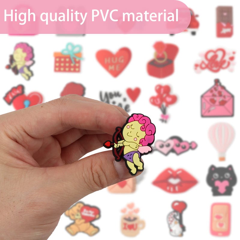 mortd Valentine's Day Theme Shoe Decor Charms, 30Pcs Cute Shoe Charms for Shoe Wristband Clog Sandals Decor, PVC Shoe Charm Accessories for Women Wife Girlfriend Lover Valentine's Day Gifts - Image 4