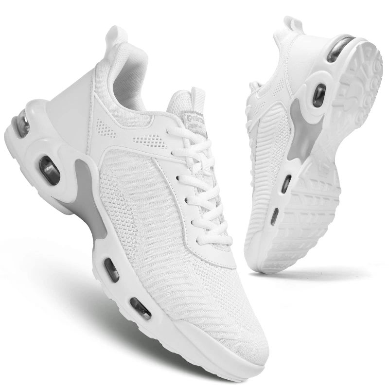 Socviis Men's Fashion Sneaker Non Slip Air Running Shoes for Men Athletics Sport Trainer Tennis Basketball Shoes White - Image 1