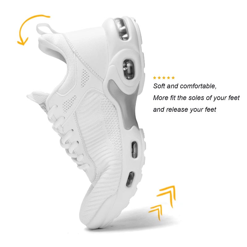 Socviis Men's Fashion Sneaker Non Slip Air Running Shoes for Men Athletics Sport Trainer Tennis Basketball Shoes White - Image 4
