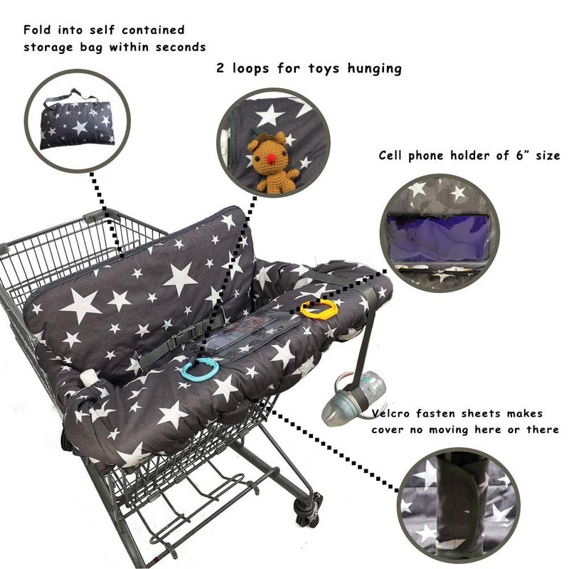 DODO NICI Shopping Cart Cover for Baby, Toddler 2-in-1 High Chair Cover, Star Print - Image 3
