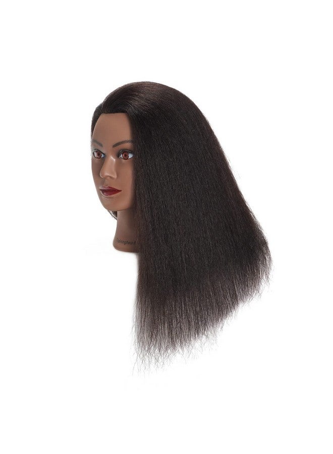 training head Traininghead 100% Real Hair Mannequin Head Training Head Cosmetology Doll Head Manikin Practice Head Hairdresser With Free Clamp Holder Female (Black Hair A) - Image 4
