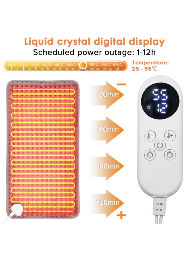 Yakiter Electric Heating Pad For Back and Shoulders And Neck Heat Settings Automatic Shut Off Machine Washable Portable Pain Relief Heating Pad (Grey，43*84CM) - Image 4