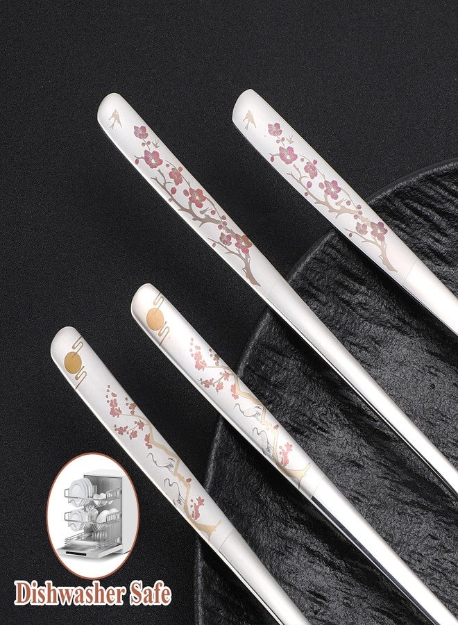 Aysatogc 4PCS Korean Forks and Spoons Set, Korean Utensil Set with Long Handles Salad Forks and Soup Spoons Stainless Steel Silverware sets for Coffee, Desserts Dishwasher Safe, Style 2 - Image 3