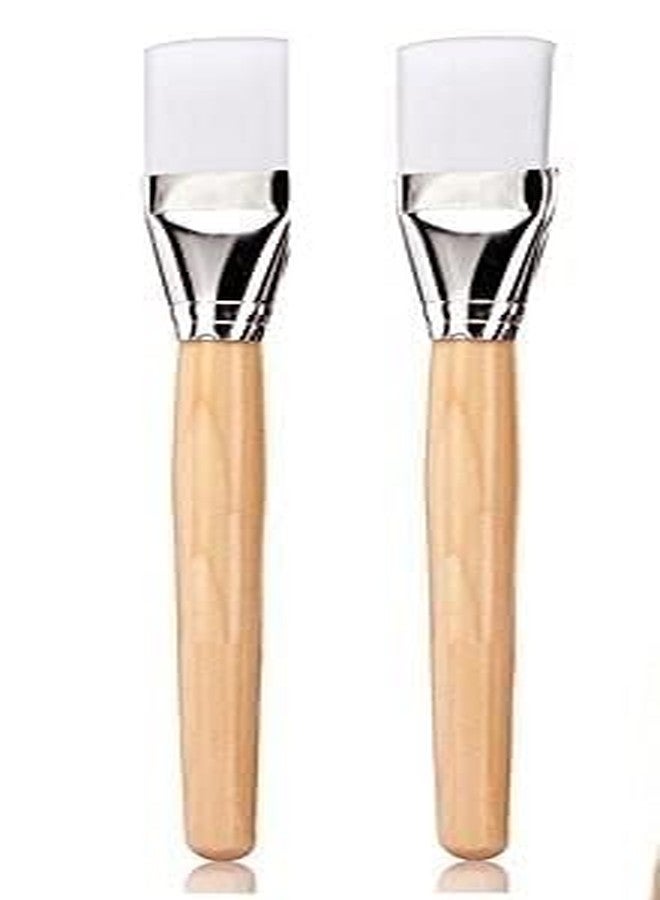 Luxuria Silicone Face Mask Brushes, Set of 2, Wooden Handle, for Skincare - Image 1