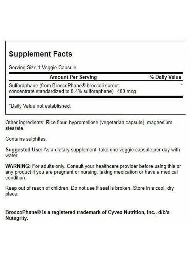 SWANSON سوانسون سلفورافان - مستخلص براعم البروكلي لدعم صحة الخلايا، والجهاز الهضمي، والكبد - مكمل طبيعي موحد بنسبة 0.4% سلفورافان - (60 كبسولة نباتية، 400 ميكروغرام لكل منها) - Image 2