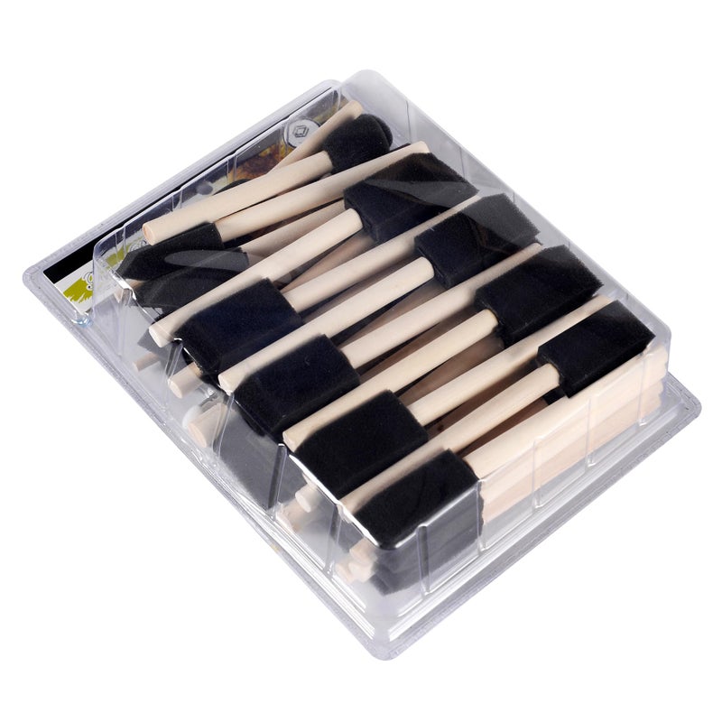 conda 50 Pack 052 Different Size Assorted Foam Brush Set Wood Handle Paint Brush Set Lightweight Durable Great for Acrylics Stains Varnishes