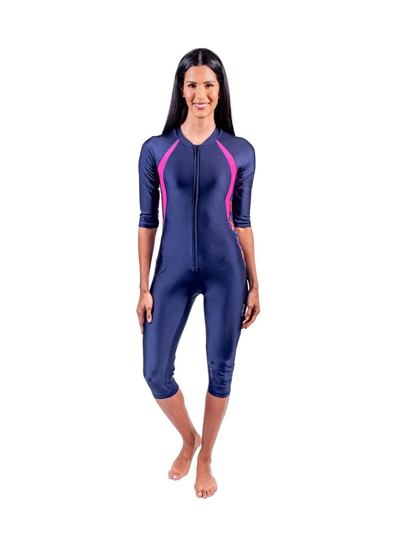 كويجا صن وير COEGA Ladies Slim-Kini 3/4 Length - Blue Teal Tropical