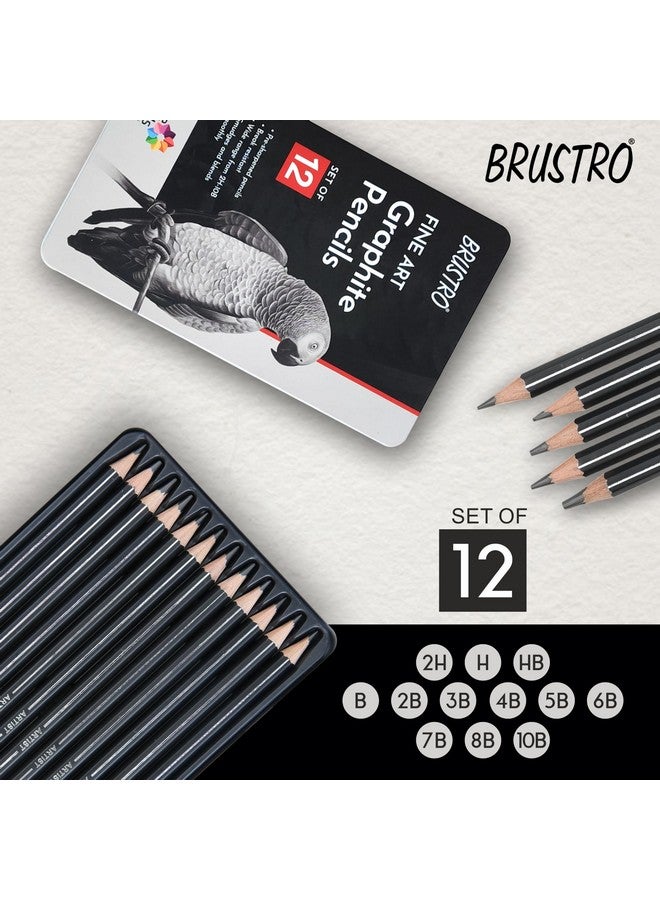 BRUSTRO Fine Art Graphite Pencil - Set of 12 (10B - 2H) with Mechanical Precision Retractable Eraser(2.3mm) | Ideal for Drawing,Sketching,Mandala,Shading,Artwork, Beginners, Artists and Professionals - Image 5