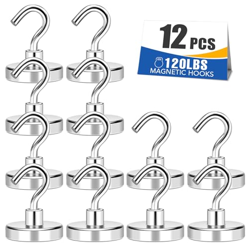 MIKEDE Medal Holders 12PCS Magnetic Hooks 120LBS Display Hanger Heavy Duty Magnet Hook Strong Neodymium - Image 1