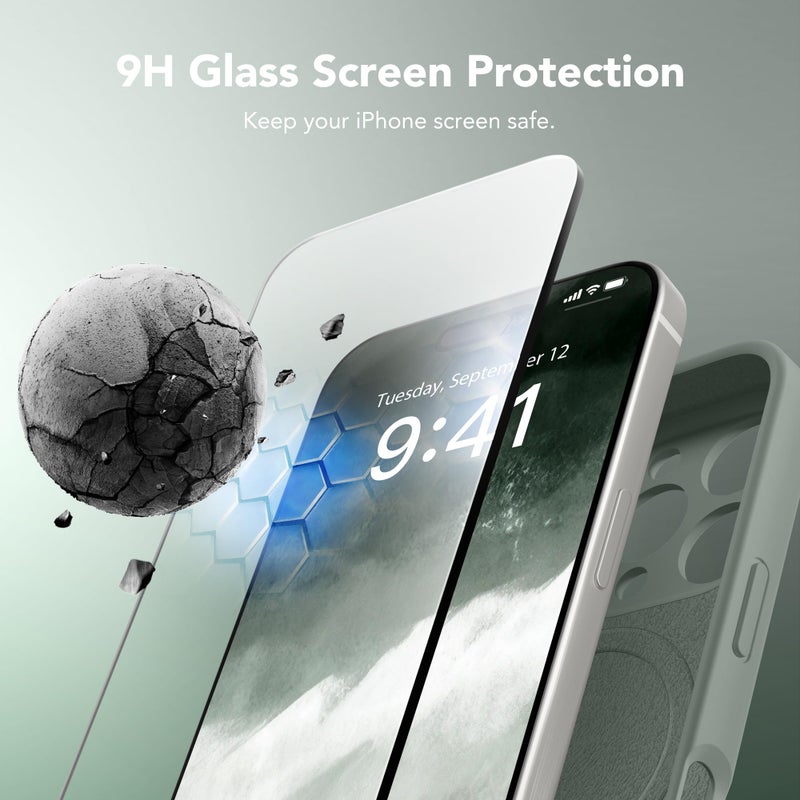 SuydanBox Magnetic for iPhone 16 Pro Case, Compatible with MagSafe, [Full Camera Protection][Screen Protector] Silicone Shockproof Protective Phone Case for iPhone 16 Pro 6.3", Calke Green - Image 5