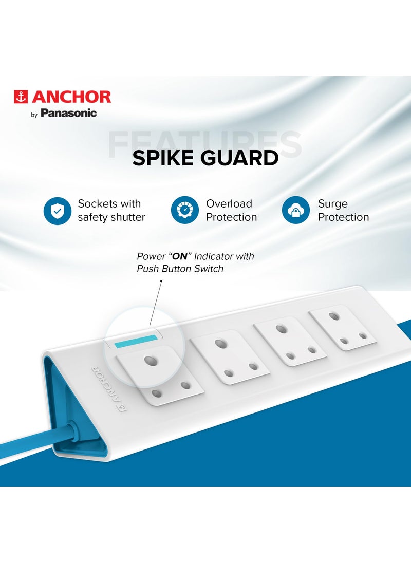 Anchor Anchor by Panasonic 4 way Extension Board Socket with Single Switch 4 Way Socket with 15 Mtr Extension Cord Multi Plug Socket for Home Wall Office 22061  - Image 3