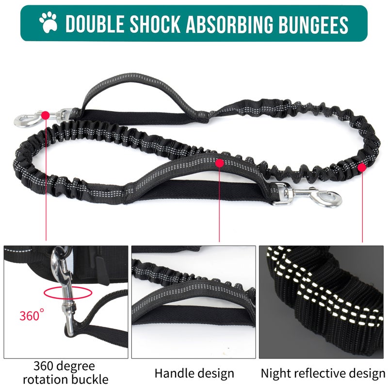 Hands Free Dog Leash Waist Pack Water Resistant Night Reflective Large Capacity for Outdoor Dog Walking - Image 5