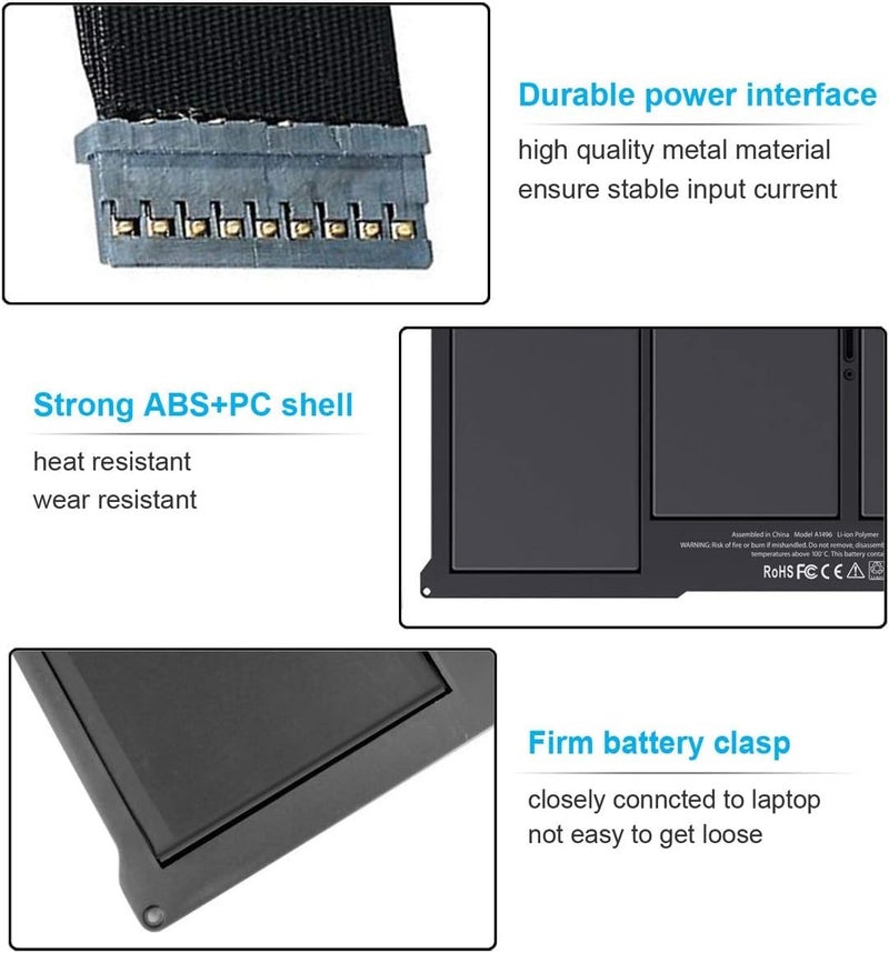 RI Laptop Battery Compatible for MB Air 13 inch A1466 A1369 (2017, Early 2015, Early 2014, Mid 2013, Mid 2012, Mid 2011 and Late 2010 Version), fits A1377 A1405 A1496 Laptop Battery - Image 2