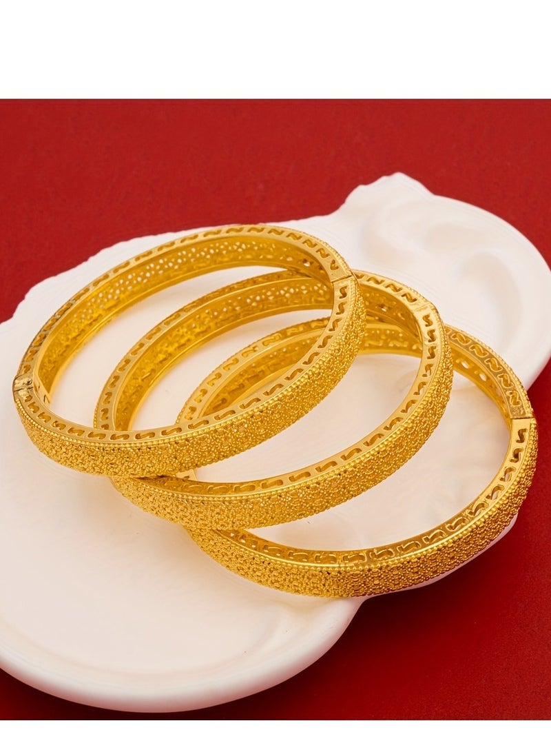 FASHION Hollow Out Side Geometric Printed Bracelet, Exquisite And Environmentally Friendly Copper Women's Fashionable Bracelet  - Image 5