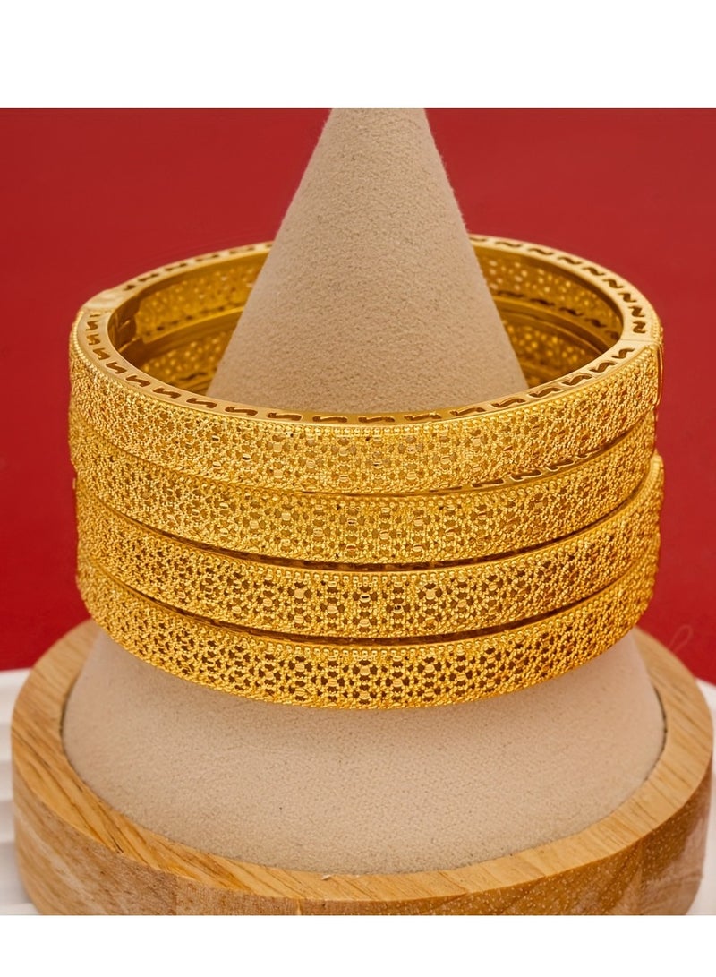 FASHION Hollow Out Side Geometric Printed Bracelet, Exquisite And Environmentally Friendly Copper Women's Fashionable Bracelet  - Image 4