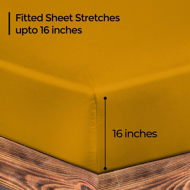 ROYALE LINENS Royale Linen 300 Thread Count 100% Long Staple Combed Cotton Fitted Sheet - Super Soft Deep Pocket Bottom Sheet - Yellow Fitted Sheet Twin Size - Twin Fitted Sheet Only - Elastic Sheet (Twin  Yellow) - Image 2
