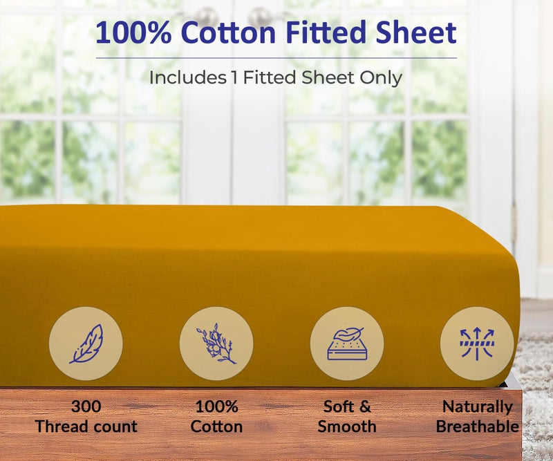 ROYALE LINENS Royale Linen 300 Thread Count 100% Long Staple Combed Cotton Fitted Sheet - Super Soft Deep Pocket Bottom Sheet - Yellow Fitted Sheet Twin Size - Twin Fitted Sheet Only - Elastic Sheet (Twin  Yellow) - Image 3