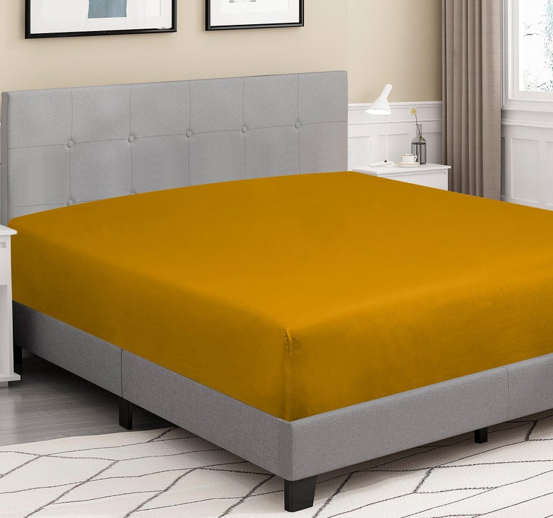 ROYALE LINENS Royale Linen 300 Thread Count 100% Long Staple Combed Cotton Fitted Sheet - Super Soft Deep Pocket Bottom Sheet - Yellow Fitted Sheet Twin Size - Twin Fitted Sheet Only - Elastic Sheet (Twin  Yellow) - Image 4