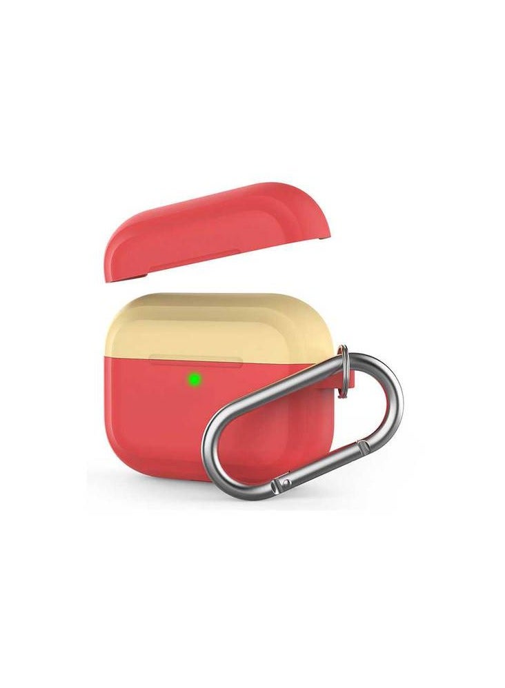 Ahastyle Premium Silicone Two Toned Keychain Case for Airpods Pro Red/Yellow - Image 1
