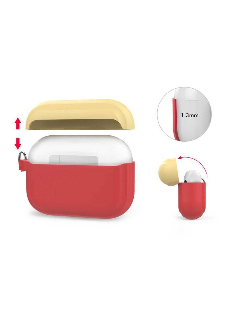 Ahastyle Premium Silicone Two Toned Keychain Case for Airpods Pro Red/Yellow - Image 3