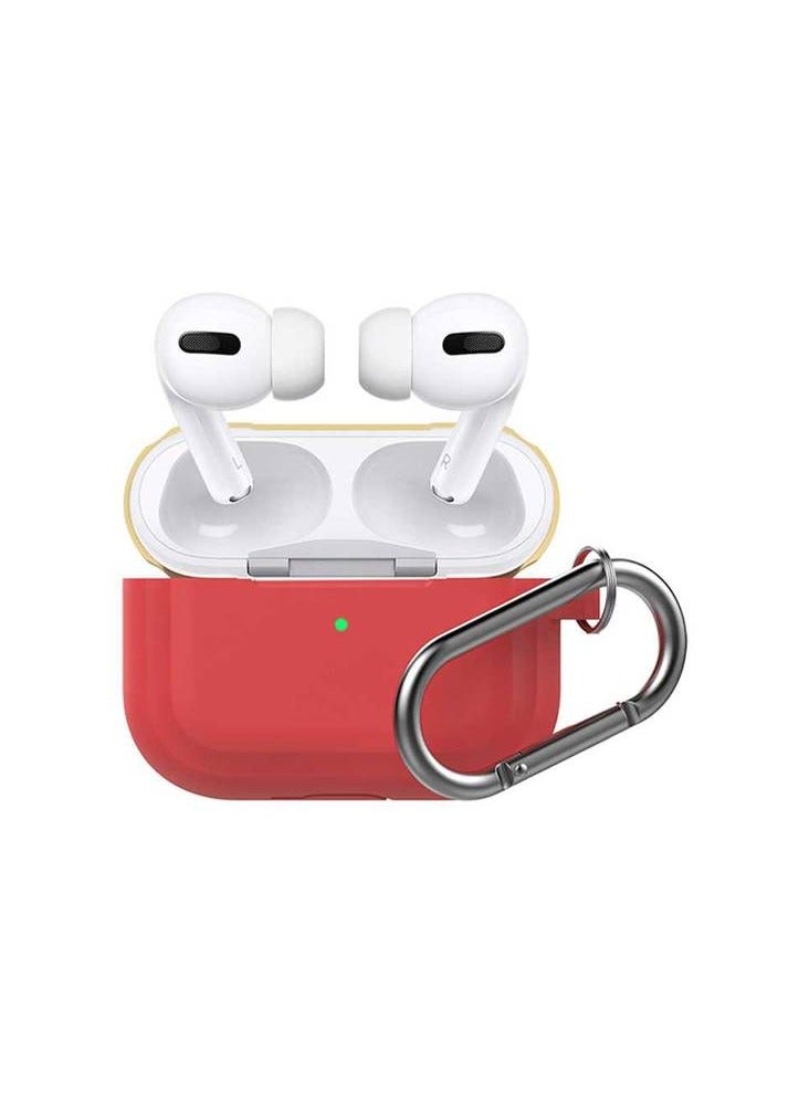 Ahastyle Premium Silicone Two Toned Keychain Case for Airpods Pro Red/Yellow - Image 2