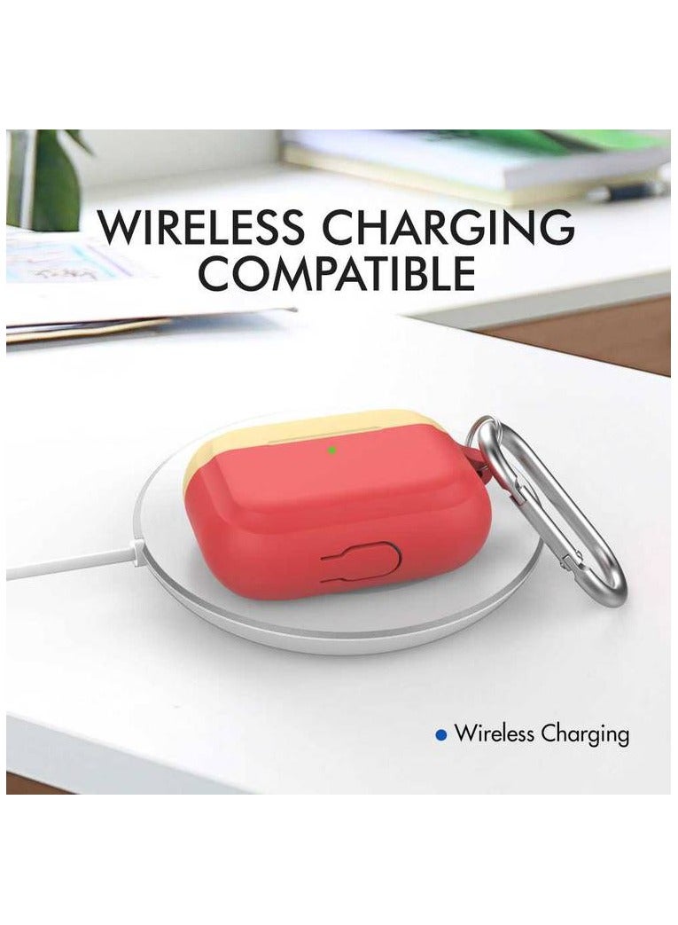 Ahastyle Premium Silicone Two Toned Keychain Case for Airpods Pro Red/Yellow - Image 4