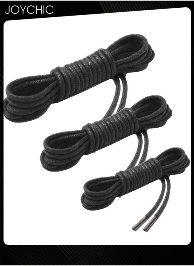 Joychic 3-Pairs Waxed Round Shoe Laces for Men Women Leather Shoes Winter Martin Boots Black  - Image 1
