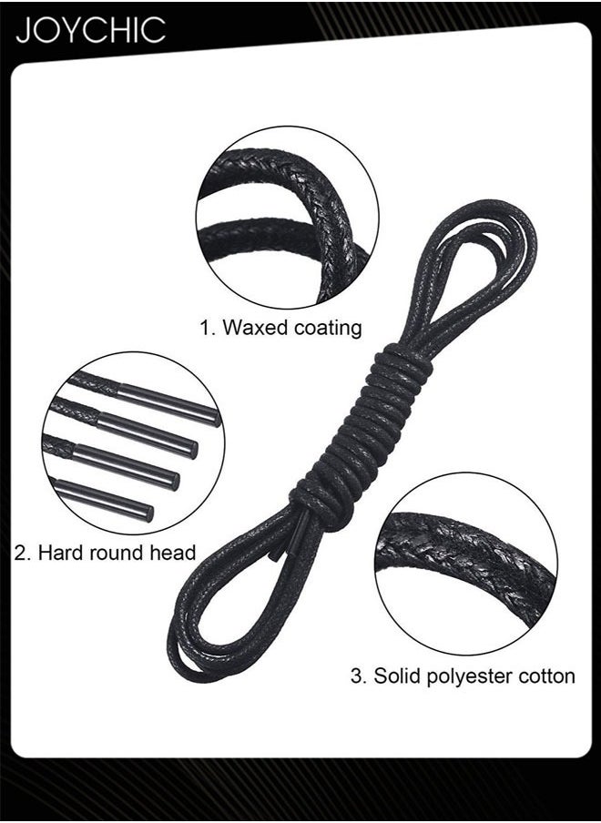 Joychic 3-Pairs Waxed Round Shoe Laces for Men Women Leather Shoes Winter Martin Boots Black  - Image 2