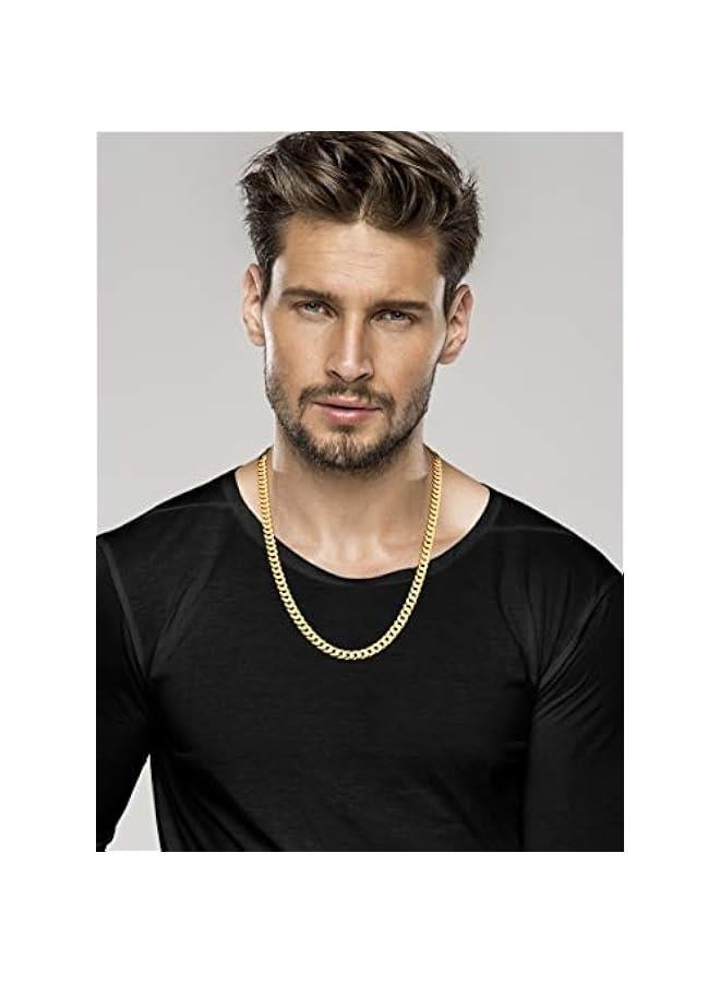 Arabest Solid 18K Gold Over Sterling Silver Italian 7mm Diamond-Cut Cuban Link Curb Chain Necklace for Men Women - Image 3