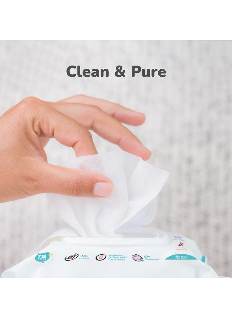 R for Rabbit R For Rabbit Feather Aqua Baby Wipes Combo Pack Of 156 Units Pure Water Wet Wipes for Babies With Lid Combo of 2 Packs  - Image 3