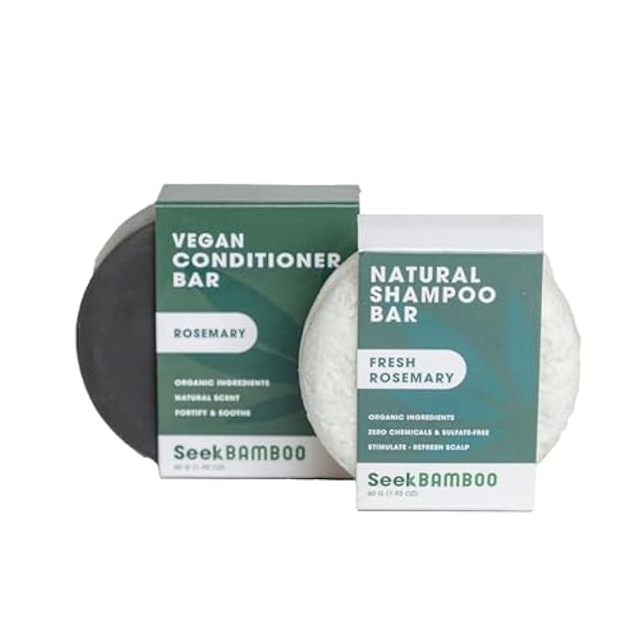 Seek Bamboo - Rosemary Shampoo & Conditioner Bar Set – Invigorating Scalp Care, Deep Hydration & Hair Growth Support - Revive & Strengthen for Soft, Healthy, Frizz-Free Hair - Image 1