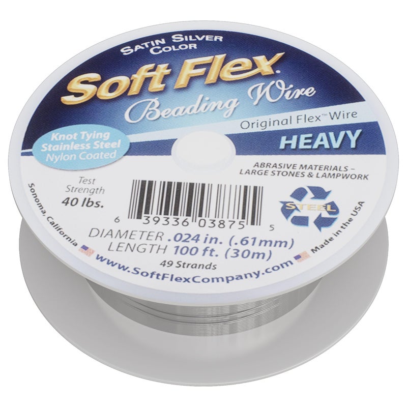 Soft Flex 49 Strand Beading Wire - Heavy 0.24 Diameter - 100 Feet Nylon Design Wire