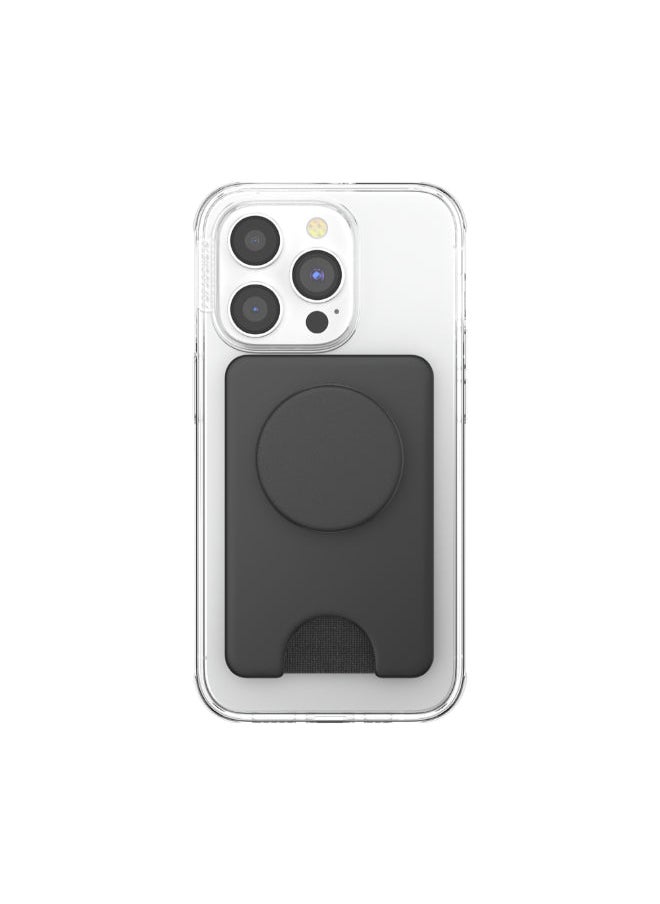 POPSOCKETS محفظة MagSafe PopWallet+ | حامل بطاقات + قبضة + حامل، يحمل 3 قطع من البطاقات، مغناطيس قوي، لهاتف iPhone 15/14/13/12 بما في ذلك حلقة محول للهواتف والحافظات غير المزودة بتقنية MagSafe - أسود  - Image 2
