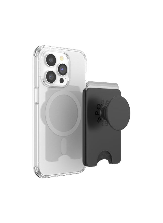 POPSOCKETS محفظة MagSafe PopWallet+ | حامل بطاقات + قبضة + حامل، يحمل 3 قطع من البطاقات، مغناطيس قوي، لهاتف iPhone 15/14/13/12 بما في ذلك حلقة محول للهواتف والحافظات غير المزودة بتقنية MagSafe - أسود  - Image 5