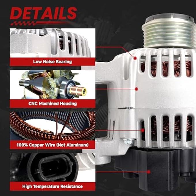 TSSLIIN High Output Alternator for-Hyundai Sonata for-Kia Forte Forte Koup Forte5 Magentis Optima Rondo 12V 110A 6-Groove Pulley 37300-25201 11189N 2606128A - Image 4