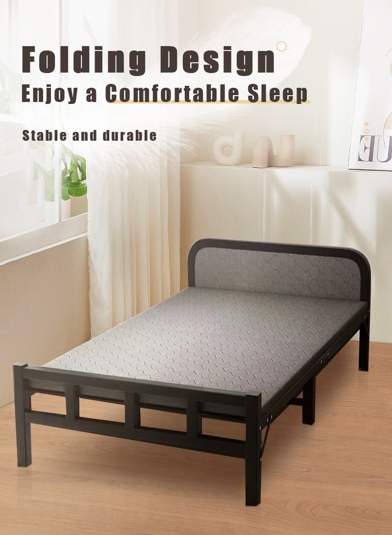Generic Folding bed installation-free,plank bed, Portable Foldable Beds Strong Sturdy Frame,lunch break bed, simple bed, iron bed,Home and Office economy bed 100x190cm  - Image 2