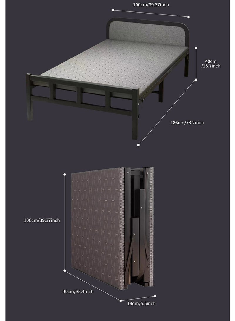 Generic Folding bed installation-free,plank bed, Portable Foldable Beds Strong Sturdy Frame,lunch break bed, simple bed, iron bed,Home and Office economy bed 100x190cm  - Image 4