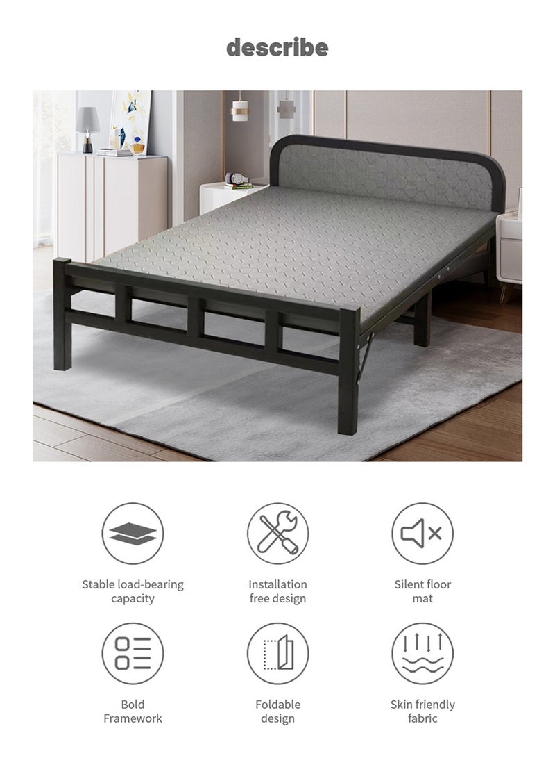 Generic Folding bed installation-free,plank bed, Portable Foldable Beds Strong Sturdy Frame,lunch break bed, simple bed, iron bed,Home and Office economy bed 100x190cm  - Image 5
