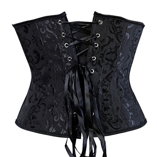 Zhitunemi Halloween Costumes Woman 2025: Black Underbust Corset Top for Women Pirate Costume - Corsets for Pirate Theme Party Plus Size XX-Large Black - Image 3