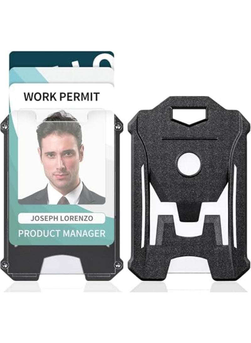 Luckam Durable Vertical ID Card Holder 2 Pack Black Hard Plastic Case with Clear Window, Card Protector for Office School Work Access Pass, Ideal for ID, Credit, and Membership Cards - Image 1