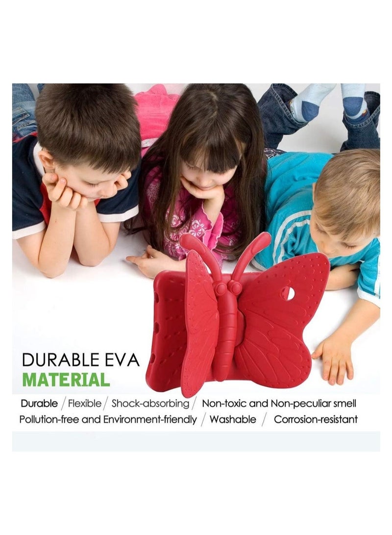 ELTRAZONE iPad 6th Generation Case for Kids, iPad 9.7 inch Case, Light Weight Shockproof EVA Foam Protective Tablet Stand Cover Holder for Apple iPad Air/Air 2 iPad 9.7 2017/2018 - Cute Butterfly, Red - Image 4