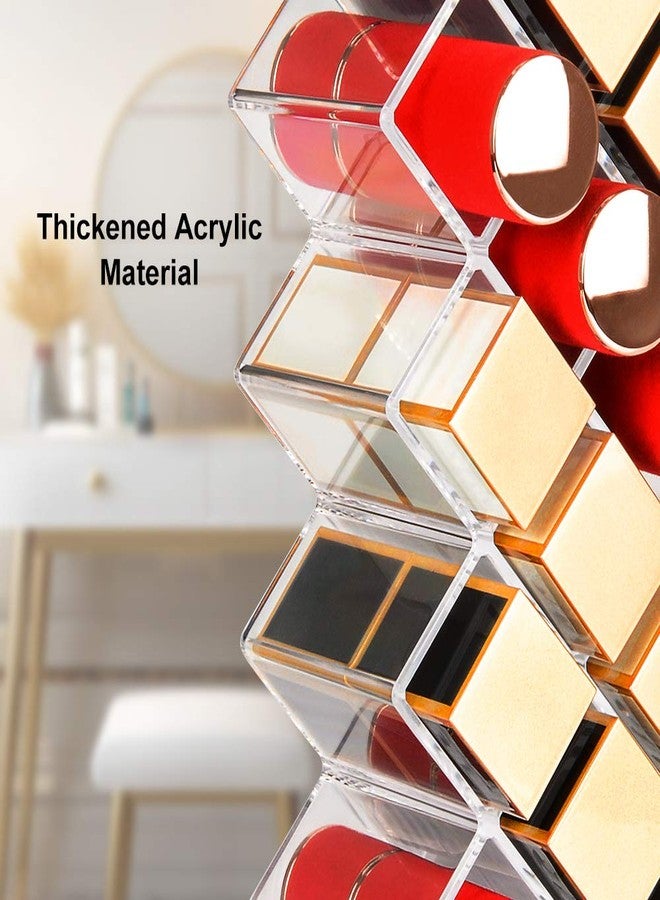 JessLab Lipstick Organizers, Acrylic Holder Lip Gloss Tower Clear Cosmetic Fish Sticks Lip Makeup Storage for Bathroom Vanity Countertop, 16 Slots - Image 4