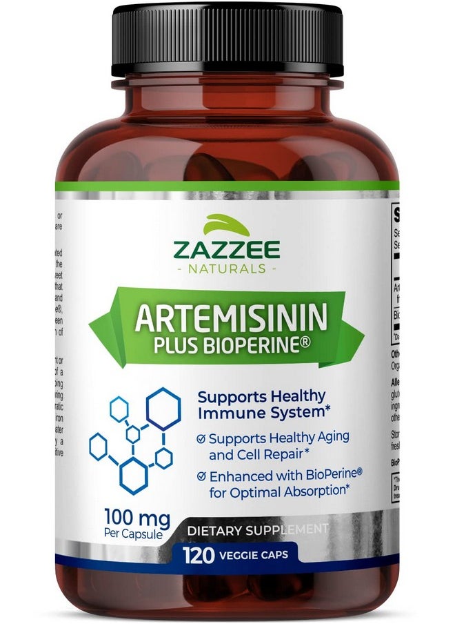Zazzee - Artemisinin 100 Mg Per Capsule 120 Vegan Capsules 4 Month Supply Plus 5 Mg Bioperine For Enhanced Absorption Sweet Wormwood Extract Vegan And Nongmo - Image 1